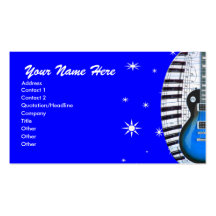 Blue Guitar Piano Keyboard & Stars Business Card