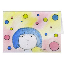 Blue Haired Girl Greeting Cards