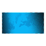 Blue Halftone and Paint Splatter Photo Card
