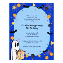 Blue Halloween Birthday Costume Party Invitation