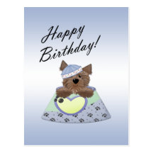 Blue Happy Birthday Boy Dog Postcard