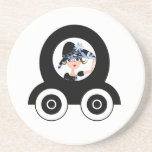 Blue Hat and Car Beverage Coaster