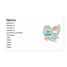 Blue Heart Princess Big Sister Business Cards
