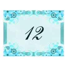 Blue Hibiscus Floral Reception Table Number Cards Post Cards