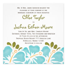 Blue Hibiscus Wedding Invitations