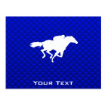 Blue Horse Racing Postcard