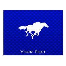 Blue Horse Racing Postcard