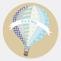 Blue Hot Air Balloon It's A Boy Sticker