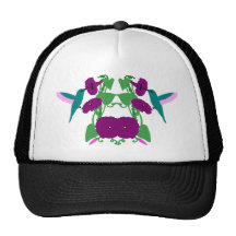 Blue Hummingbirds & Morning Glory Vine Trucker Hat