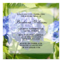 Blue Hydrangeas 80th Birthday Party Invitations