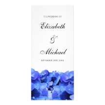 Blue Hydrangeas Wedding Program Rack Card Template