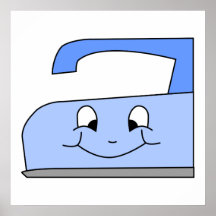 Blue Iron Cartoon. On White. Print
