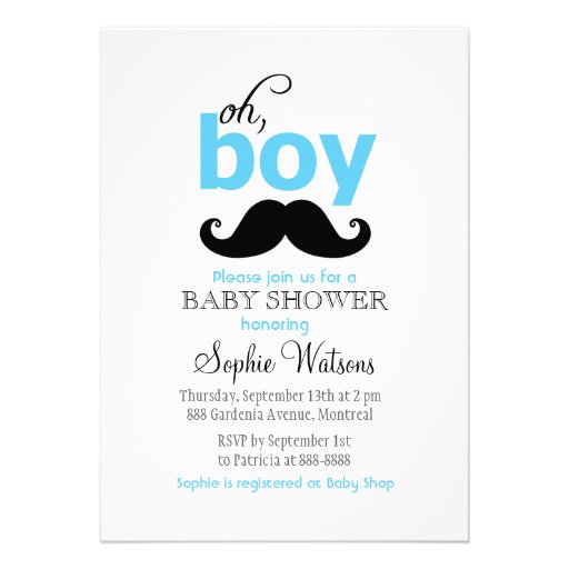 Blue It's a Boy Moustache Baby Shower Invitations - Zazzle.com.au