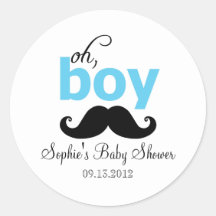 Blue It's a Boy Moustache Baby Shower Sticker