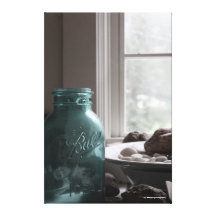 Blue Jar & Stones Large Canvas Stretched Canvas Prints