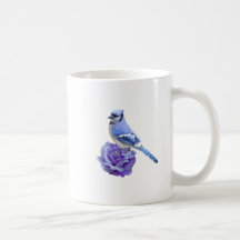 Blue Jay on Rose Coffee Mug