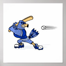 Blue Jay Playing Baseball Print