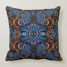 Blue Jewelled Belt on Brown Velvet American MoJo P Throw Pillows