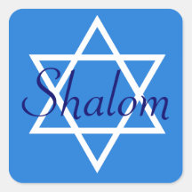 Blue Jewish Square Shalom stickers