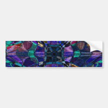 Blue Kaleidoscope Fractal Bumper Stickers
