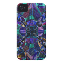 Blue Kaleidoscope Fractal iPhone 4 Cover