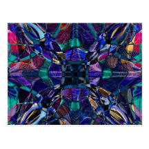 Blue Kaleidoscope Fractal Postcard