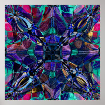 Blue Kaleidoscope Fractal Poster