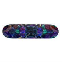 Blue Kaleidoscope Fractal Skate Board