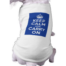 Blue Keep Calm and Carry On Doggie Tee