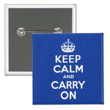 Blue Keep Calm and Carry On Pins