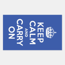 Blue Keep Calm and Carry On Sticker