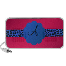 blue leopard pattern stripe monogram pink travelling speakers