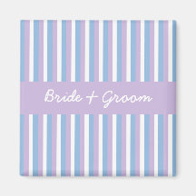 Blue Lilac White Stripes lilac Wedding Magnet
