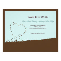 Blue love bird save the date announcement