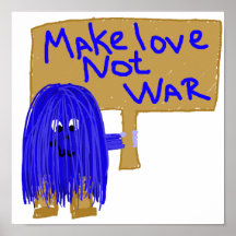 Blue make love not war print