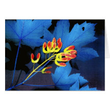 Blue Maple Leaf Greeting Card