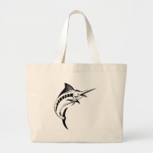 Blue marlin jumping isolated on white bag