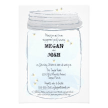 Blue Mason Jar & Fireflies Engagement Party Personalised Announcement