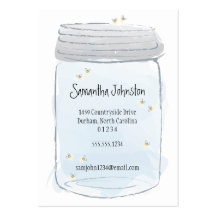 Blue Mason Jar & Fireflies Save the Date Business Card Templates