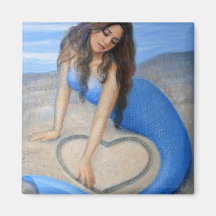 Blue Mermaid's Heart Magnet