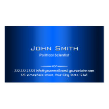 Blue Metal Political Scientist Business Card