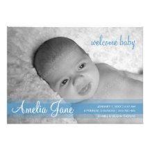 Blue Modern Baby Announcement