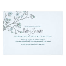 Blue Modern Garden Baby Shower Invite