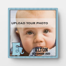 Blue Monogrammed "E" Kid's Photo Plaque