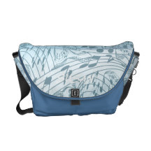 BLUE MUSIC NOTES   --MESSENGER BAG
