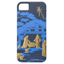 Blue nativity scene iPhone 5 cover