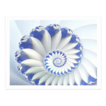 Blue Nautilus Abstract Fractal Art Postcards