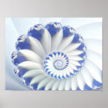 Blue Nautilus Abstract Fractal Art Posters