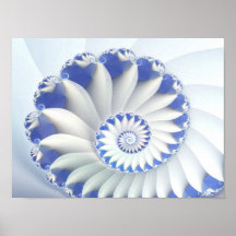 Blue Nautilus Abstract Fractal Art Posters