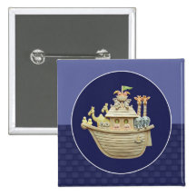 Blue Noah's Ark Pinback Button